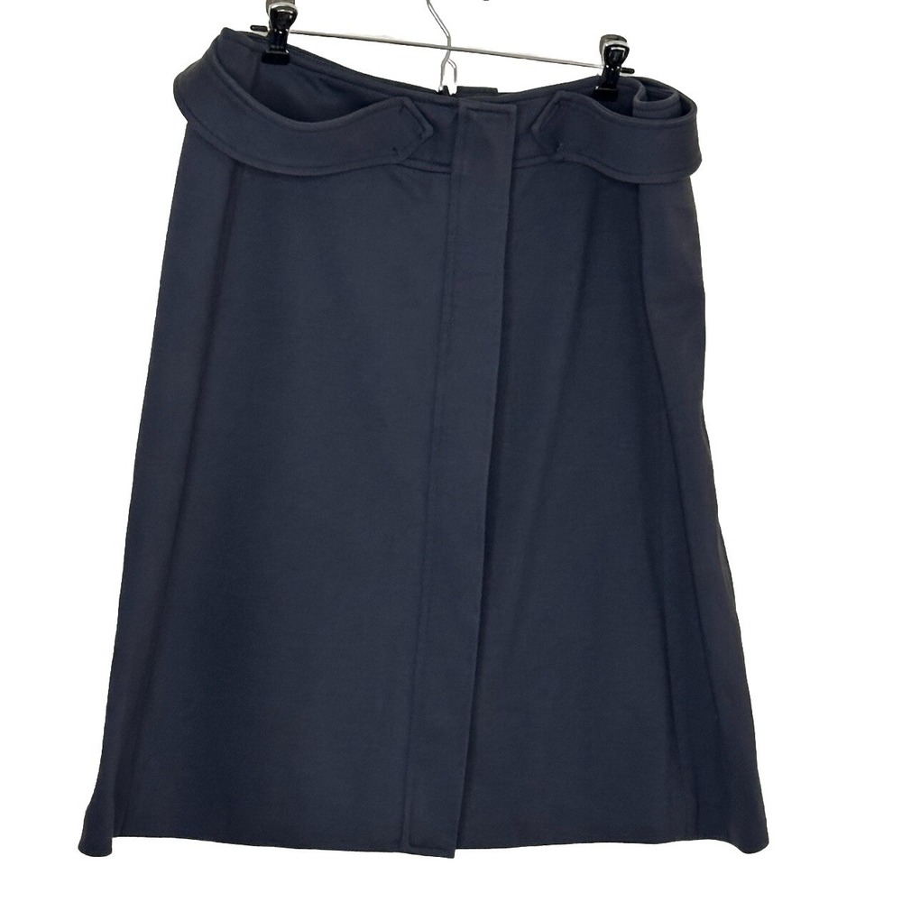 Sandro Sports A-Line Knit Skirt Size 16 Gray Stretch Belted Below Knee Academia